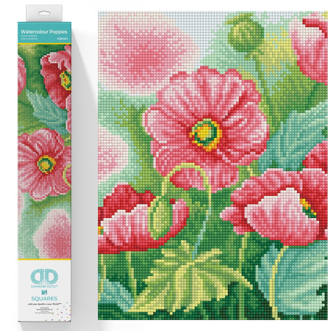 Diamond Dotz Watercolour Poppies Diamond Painting Kits for Adults - Diamond Art Kits a Relaxing Creative Craft Kit with Dotz Gems 11.8x14.6